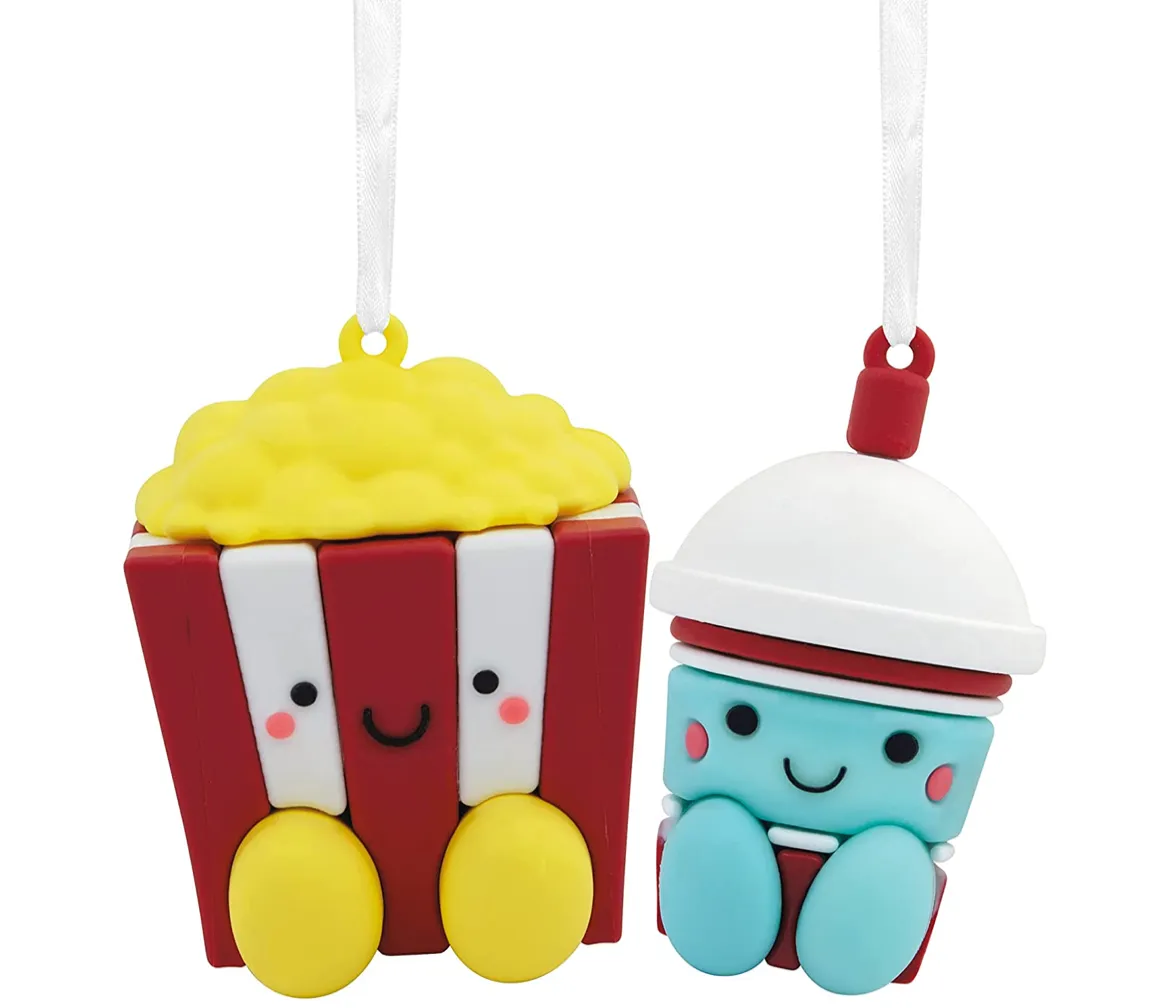 Better Together Popcorn & Slushie Magnetic Christmas Ornaments, Set of 2