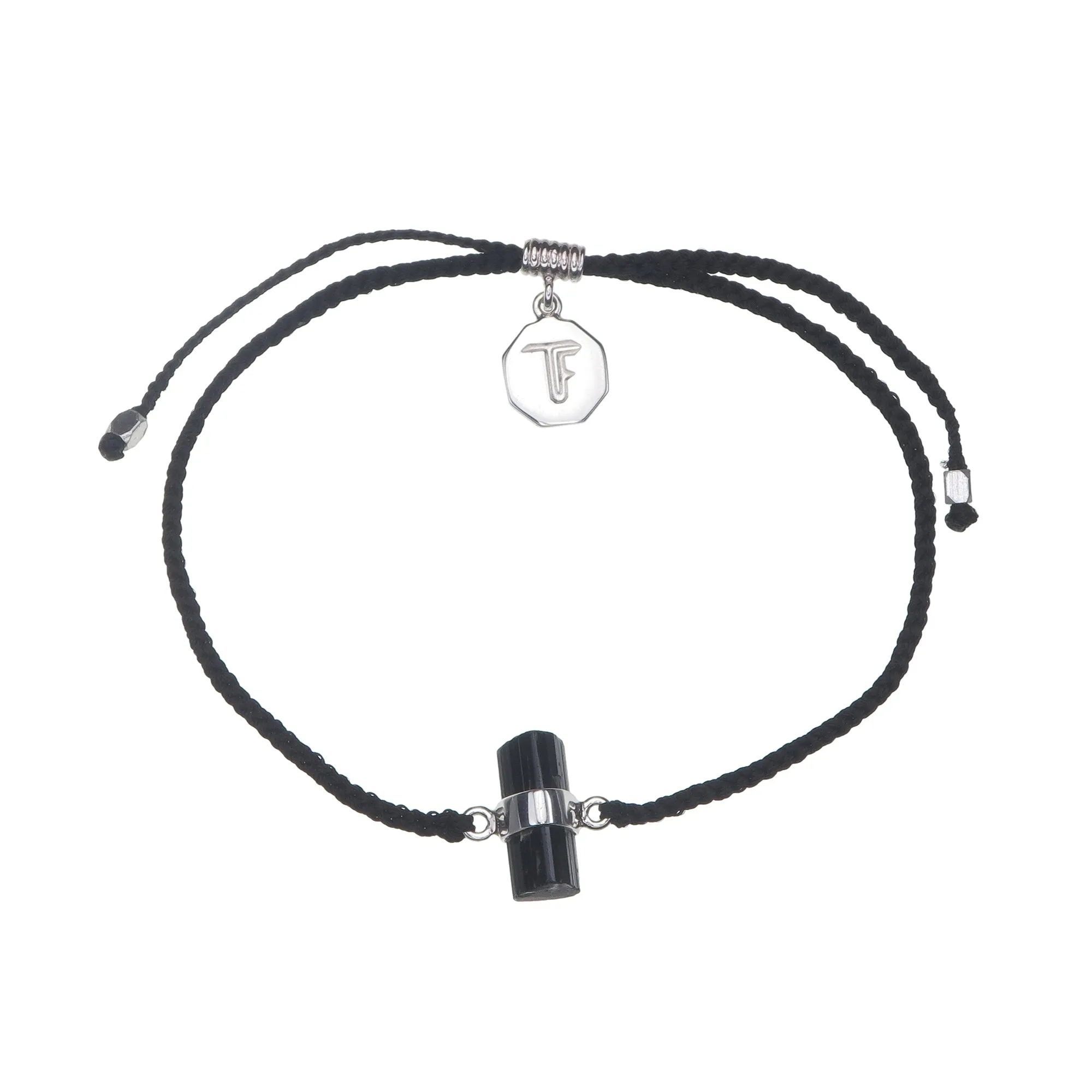 BLACK TOURMALINE CRYSTAL BRACELET - BLACK - SILVER