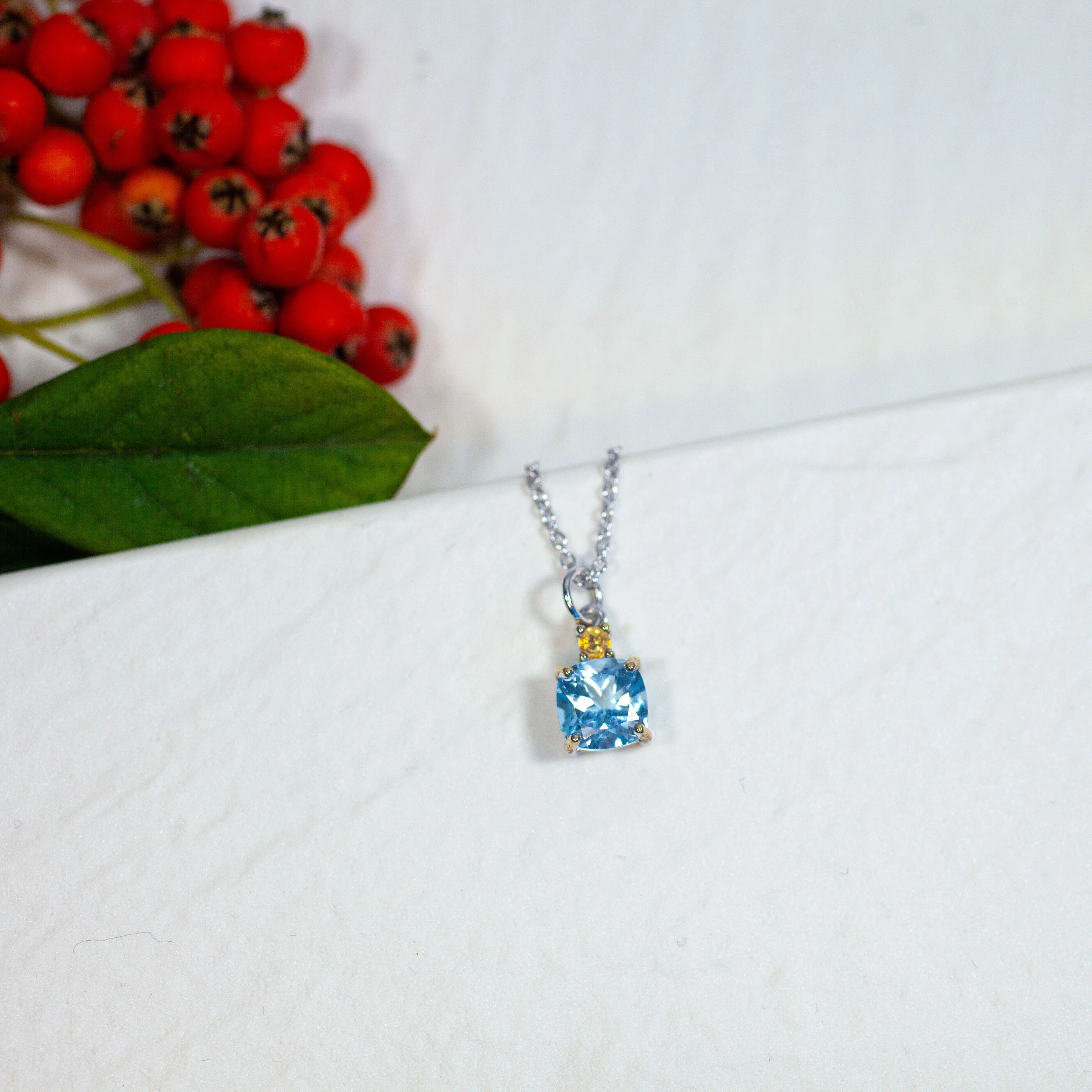 Blue Topaz & Citrine Necklace