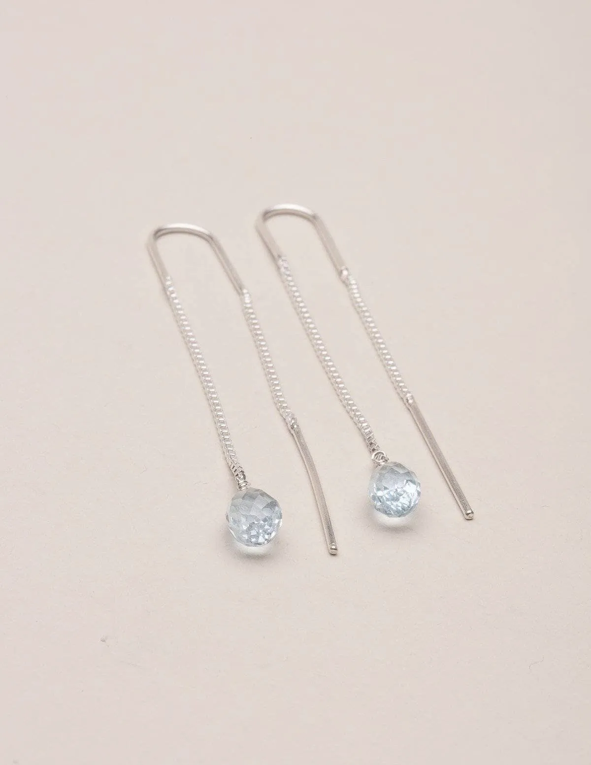 Blue Topaz Silver Thread Earrings