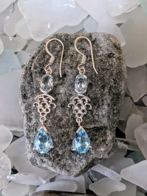 Blue Topaz Waterfall Earrings