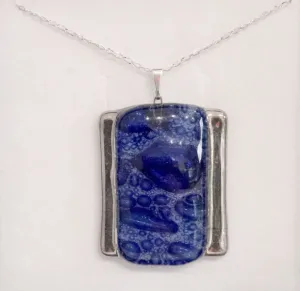 Bubble Rectangle Pendant (Dark Blue)