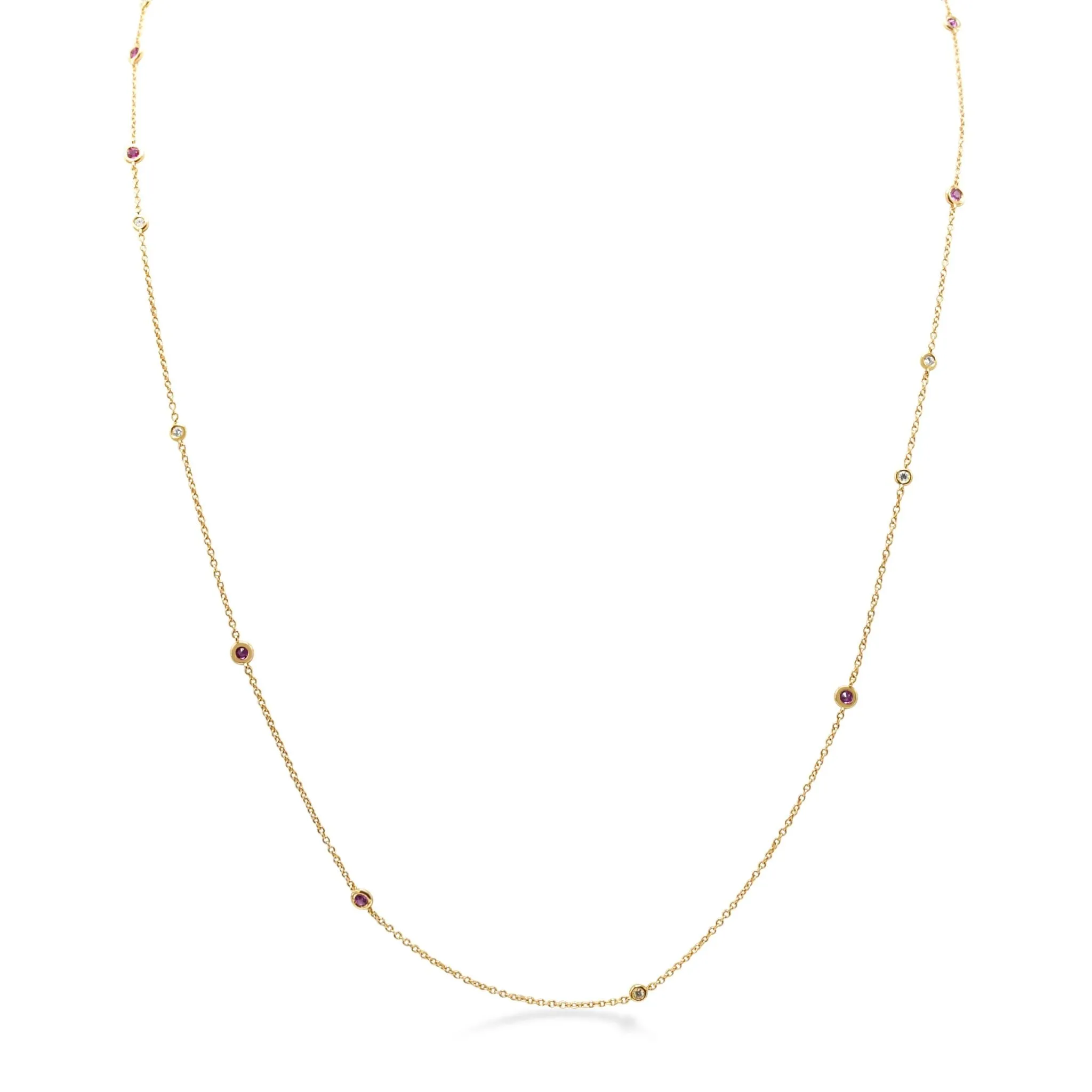 Bucherer Floating Ruby & Diamond Long Necklace - Rose