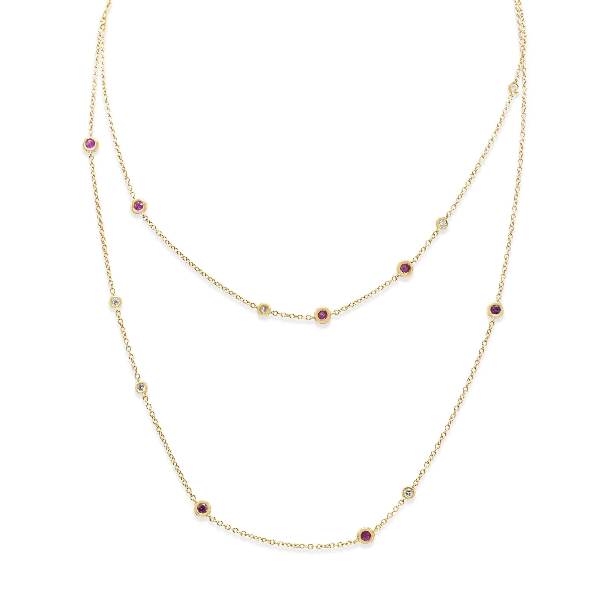 Bucherer Floating Ruby & Diamond Long Necklace - Rose