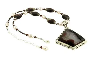 Burgundy Druzy Crystal Pearl Necklace Set