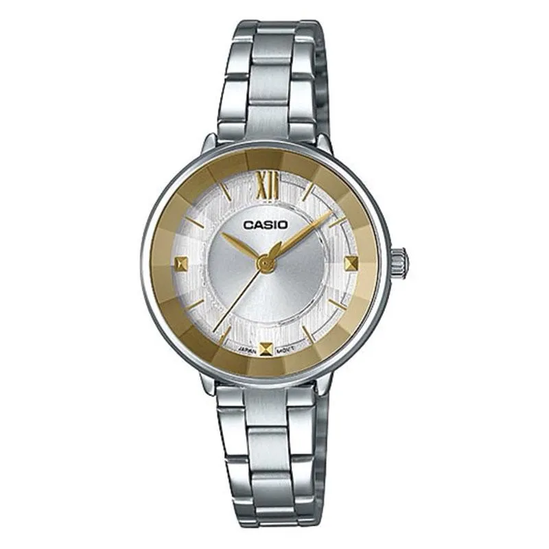 Casio Ladies' Analog Silver Stainless Steel Band Watch LTPE163D-7A1 LTP-E163D-7A1