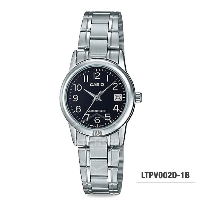 Casio Ladies' Standard Analog Silver Stainless Steel Band Watch LTPV002D-1B LTP-V002D-1B