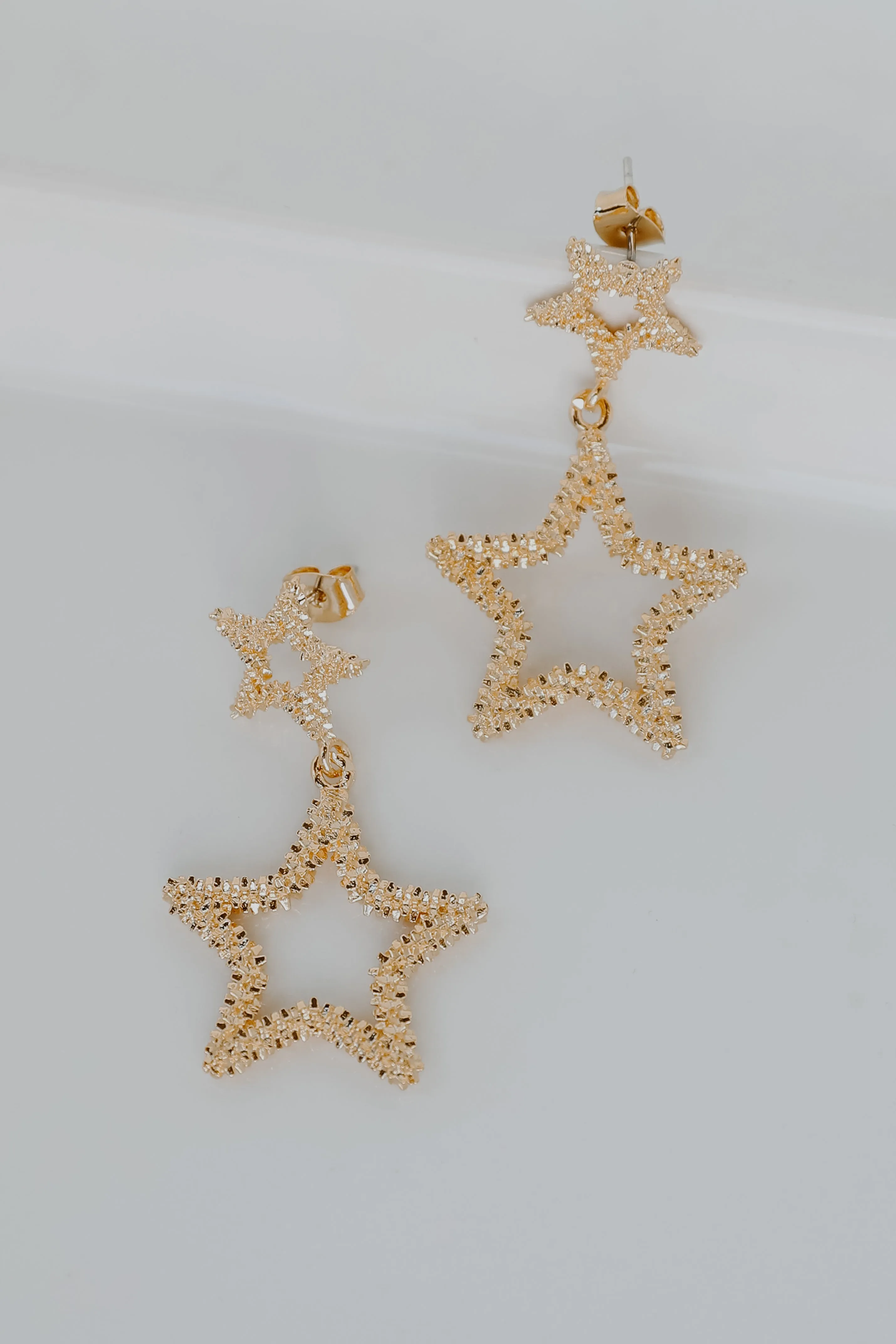 Cassie Gold Star Drop Earrings