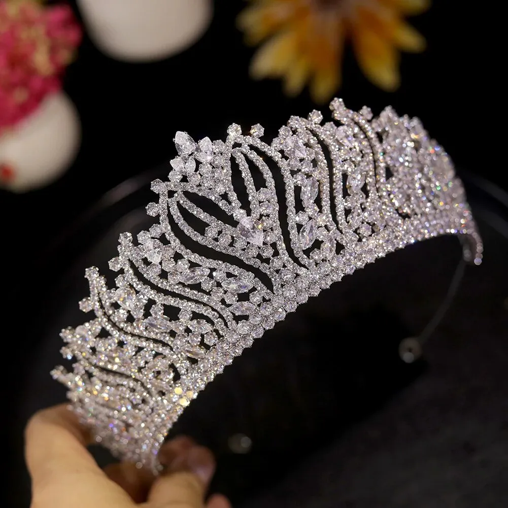 Celestial Elegance: Vintage CZ Tiara Bridal Crown