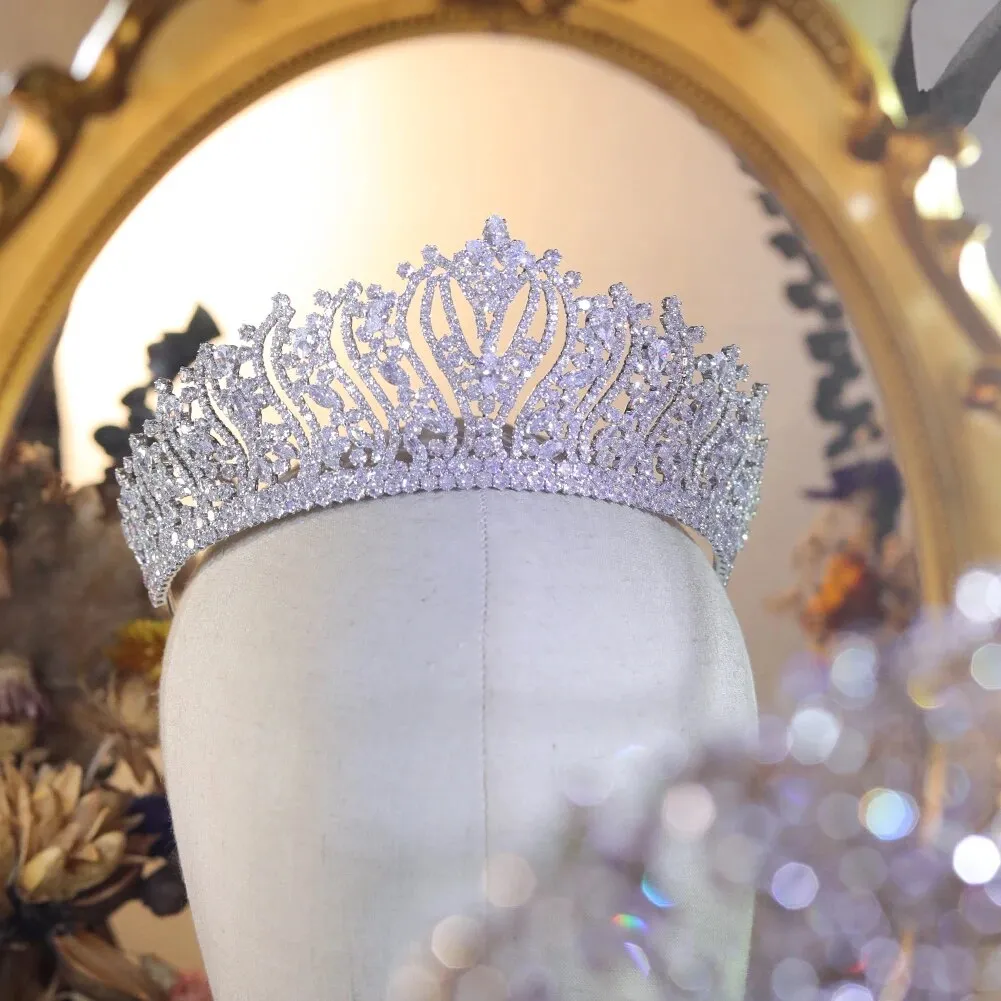 Celestial Elegance: Vintage CZ Tiara Bridal Crown