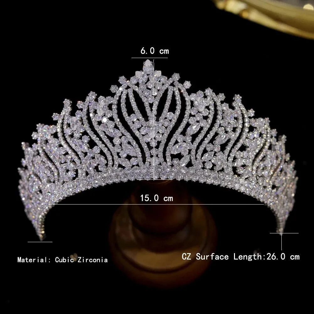 Celestial Elegance: Vintage CZ Tiara Bridal Crown