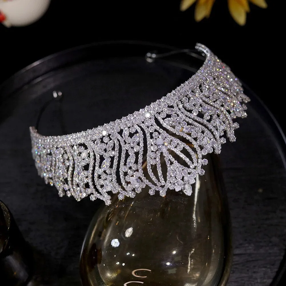 Celestial Elegance: Vintage CZ Tiara Bridal Crown