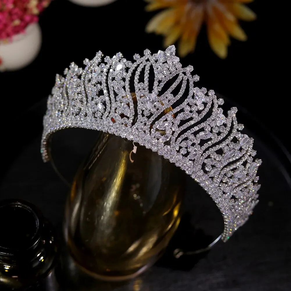 Celestial Elegance: Vintage CZ Tiara Bridal Crown