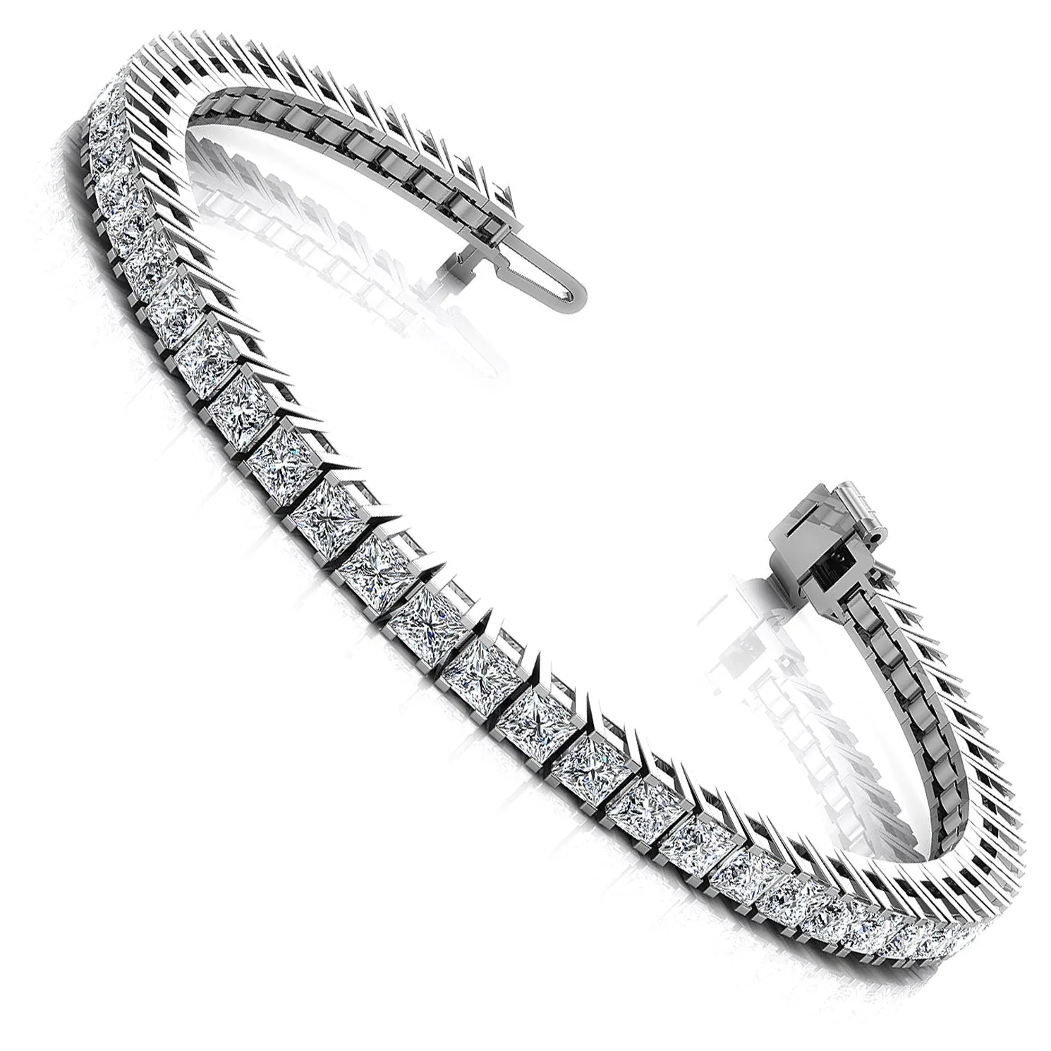 Certified 6.20CT Princess Cut Diamond Tennis Bracelet in Platinum