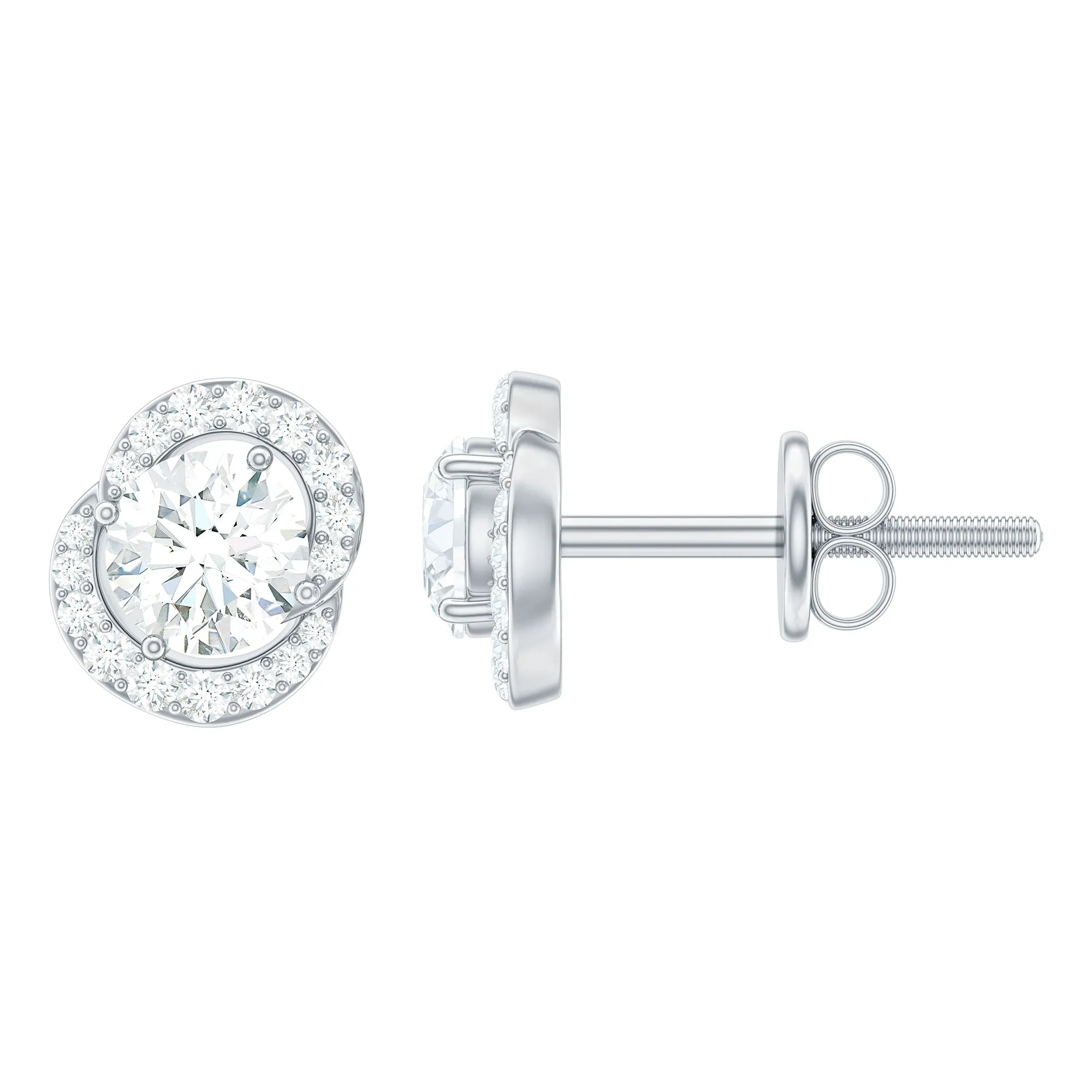 Certified White Topaz Minimal Halo Stud Earrings