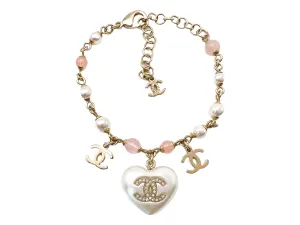 Chanel 21A Coco Neige Pearl Heart and CC Charm Bracelet