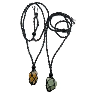 Citrine Aventurine Necklace Set Money Macrame Stones