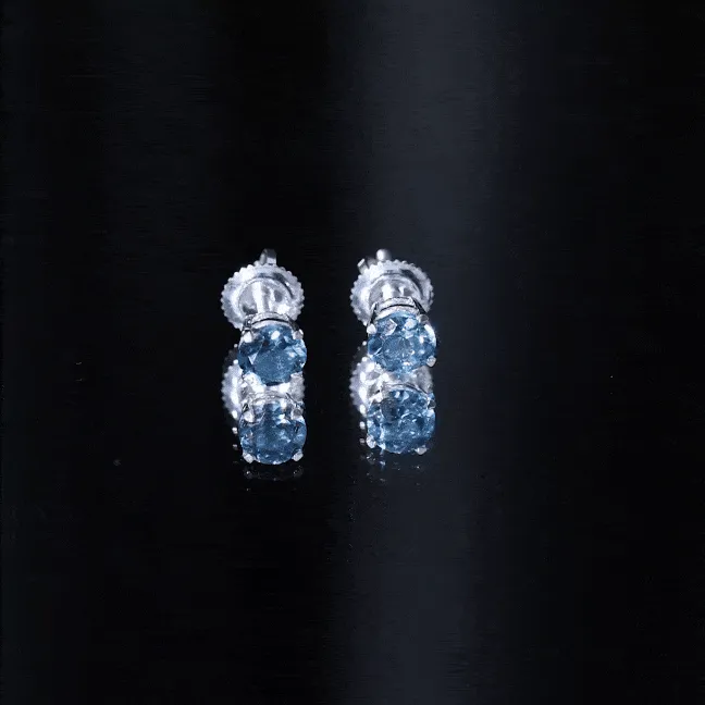 Classic London Blue Topaz Solitaire Stud Earrings