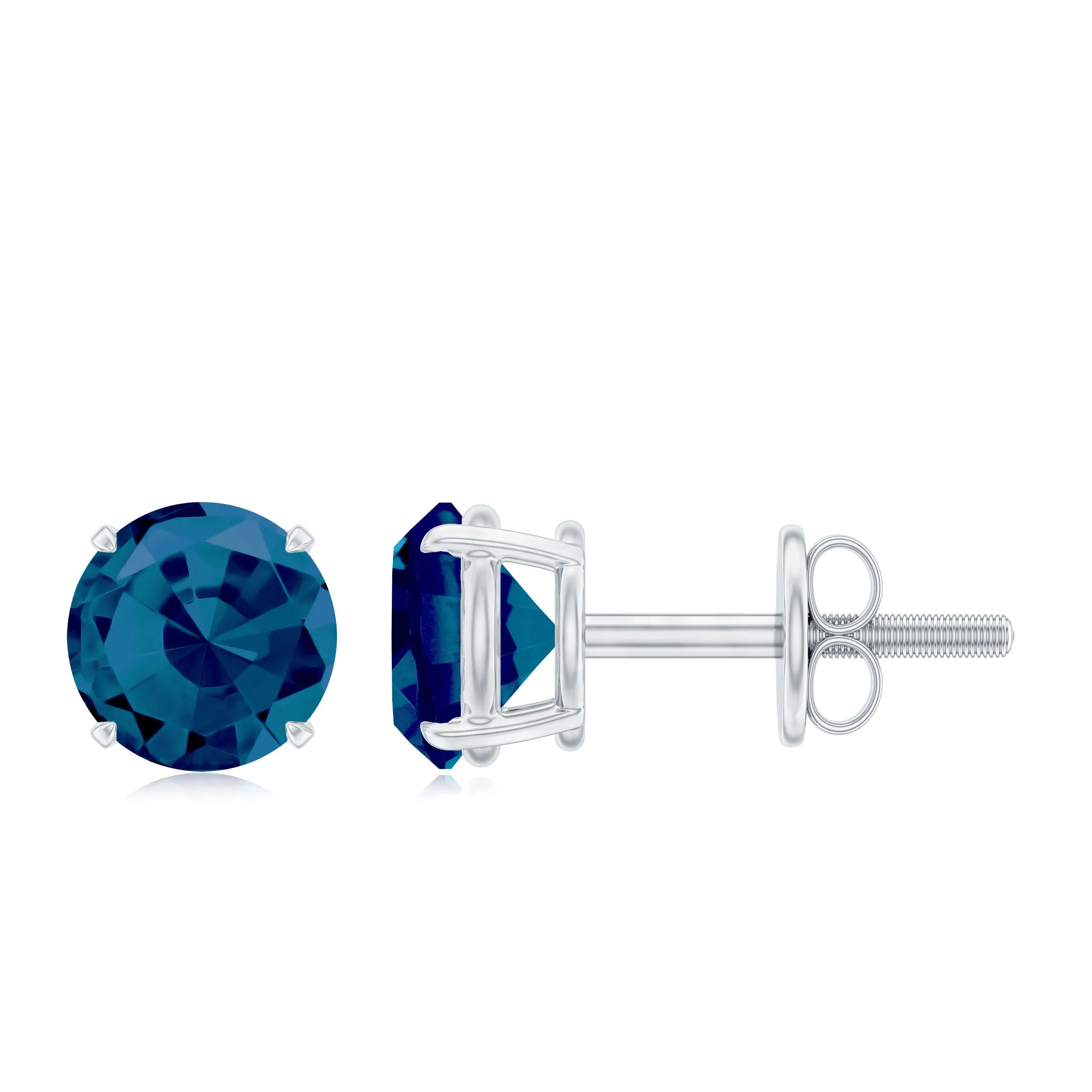 Classic London Blue Topaz Solitaire Stud Earrings