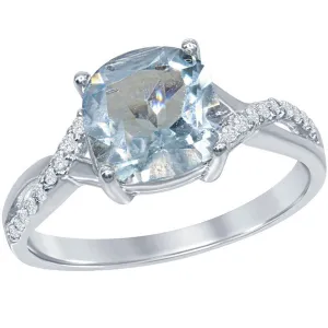 Classic Women's Blue Topaz with White Topaz Ring - W-1677