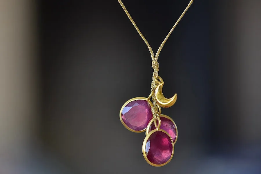 Colette Set Cluster with Moon and Ruby Necklace