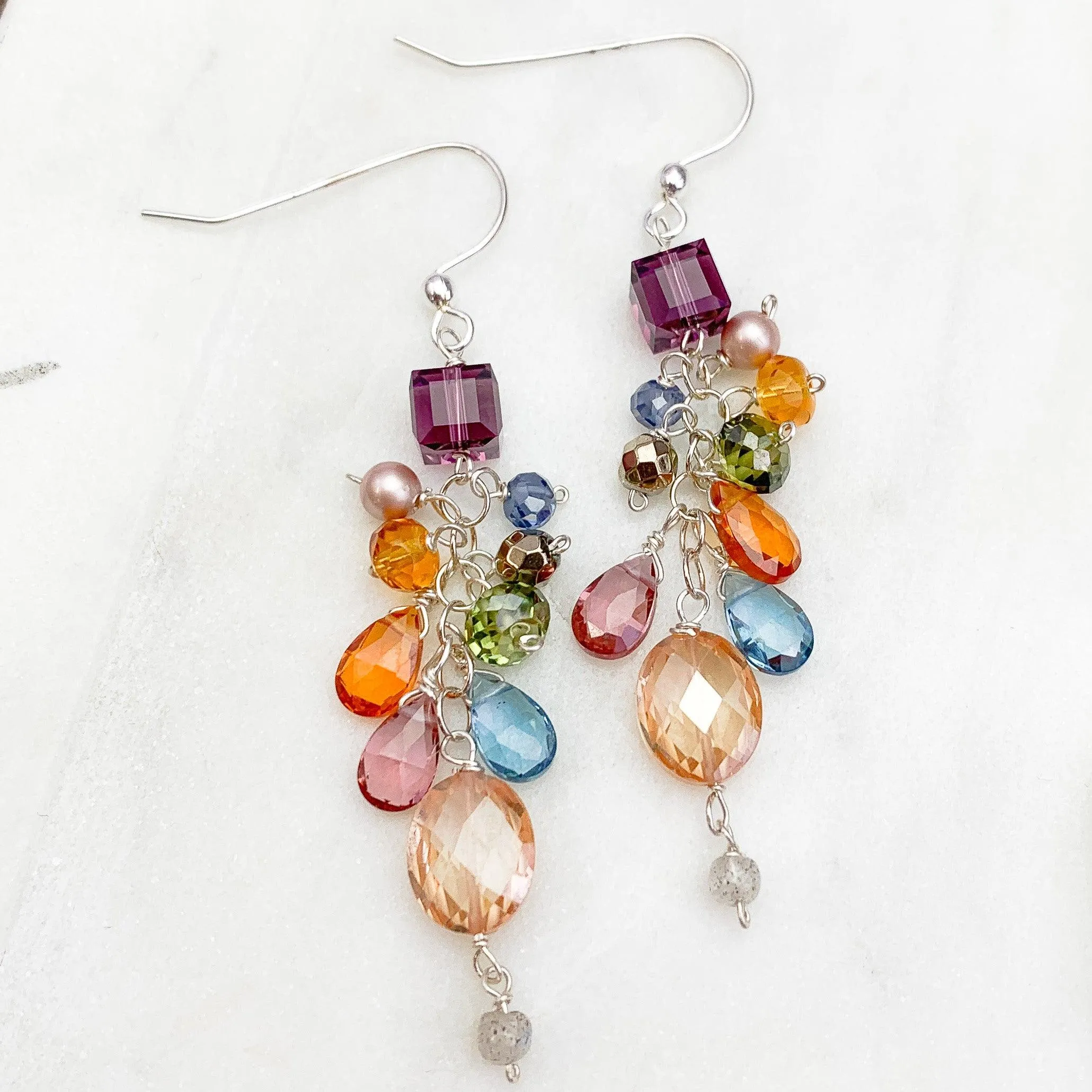 Colorful Gem Cascade Earrings - Limited Edition