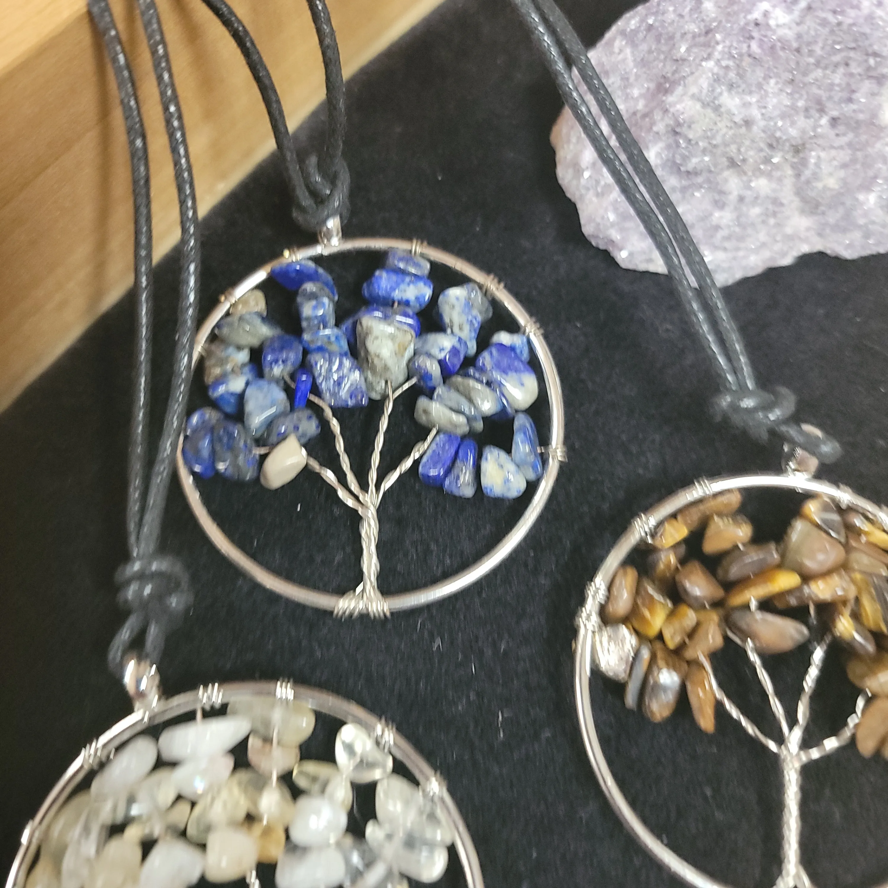 Corded Tree Of Life with Chip Stones Necklace