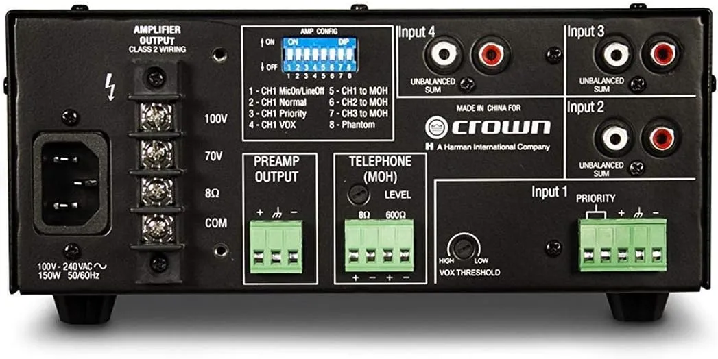 Crown Audio 160MA 4 x 1 60W Commercial Mixer/Amplifier