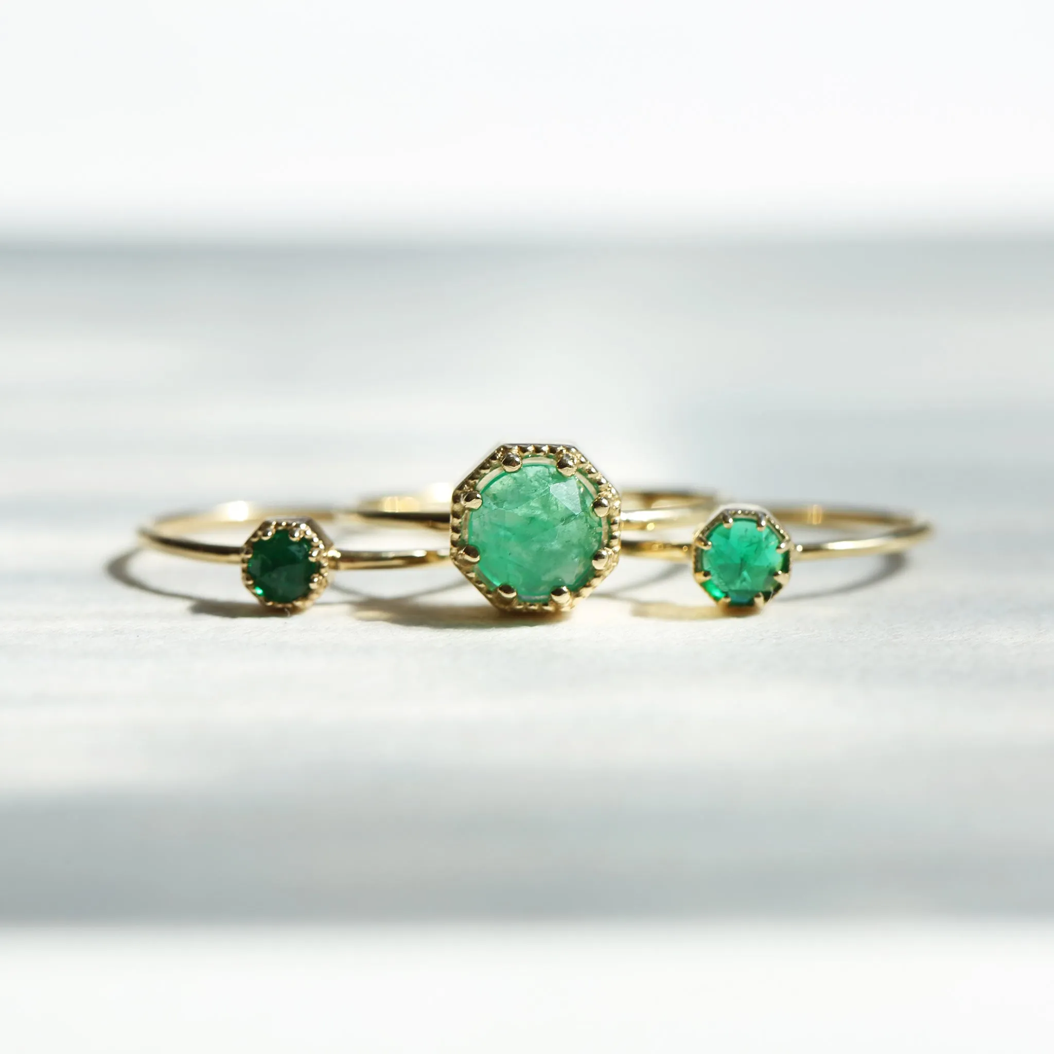 Crown Bezel Emerald Ring