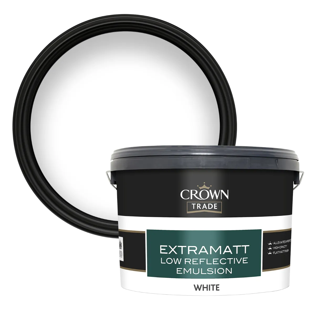 Crown Trade Extramatt White 10L | Low Reflective Emulsion Paint for Ceilings & WallS