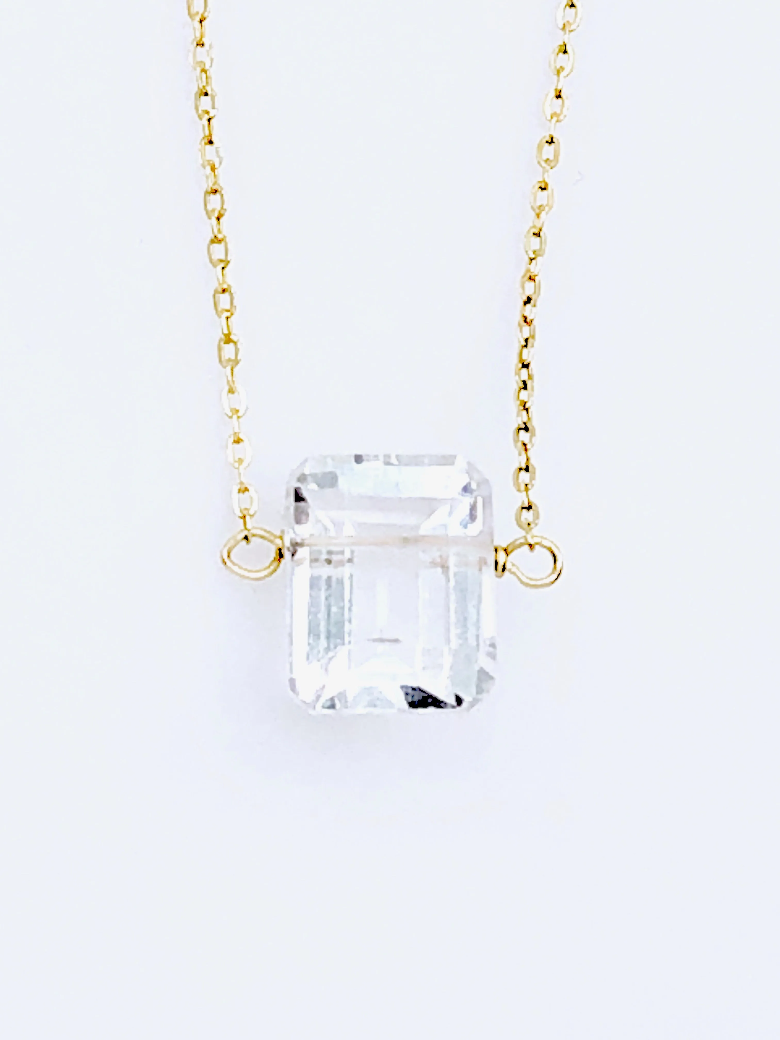 Crystal Quartz Emerald Cut Necklace