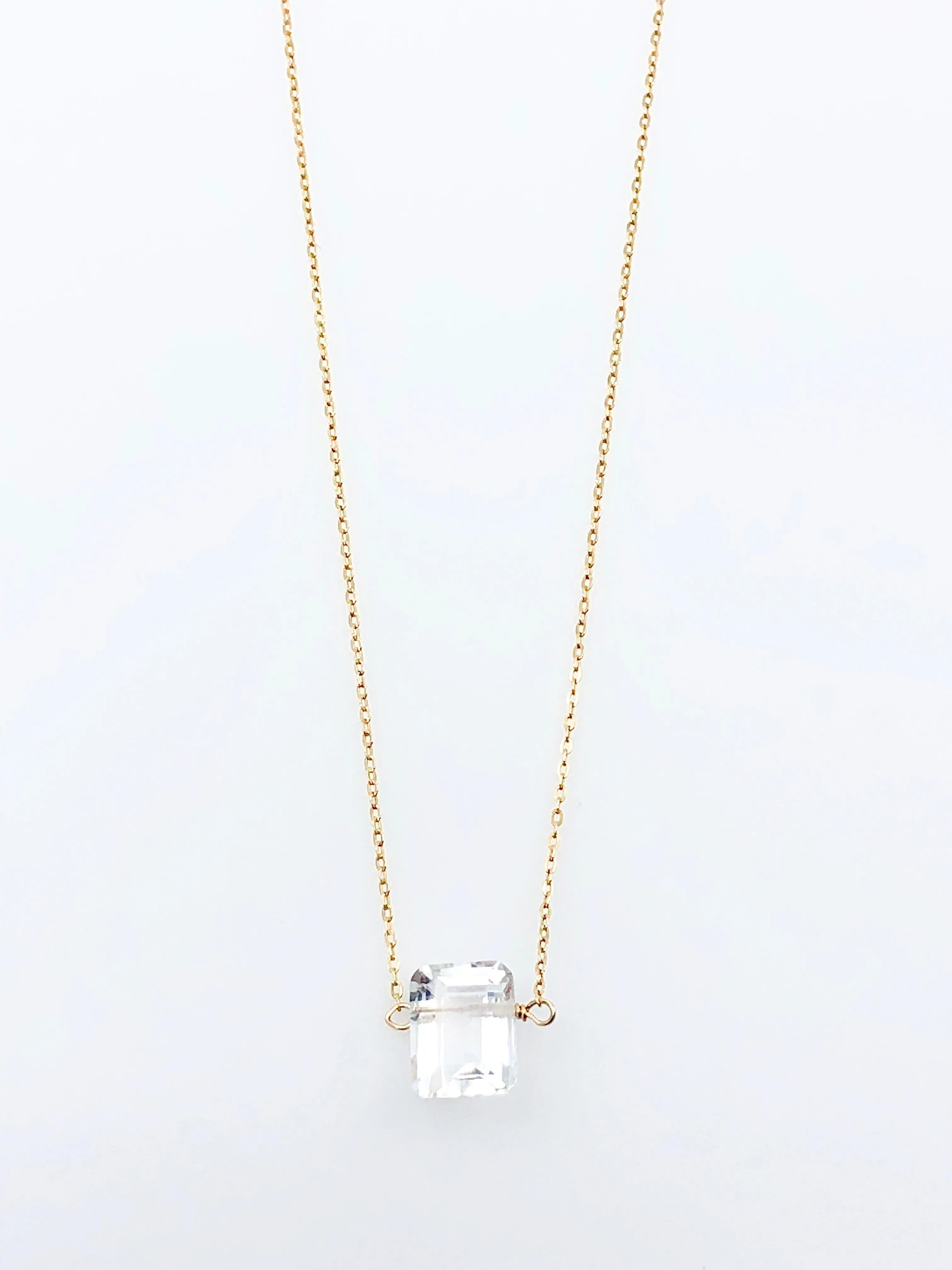 Crystal Quartz Emerald Cut Necklace