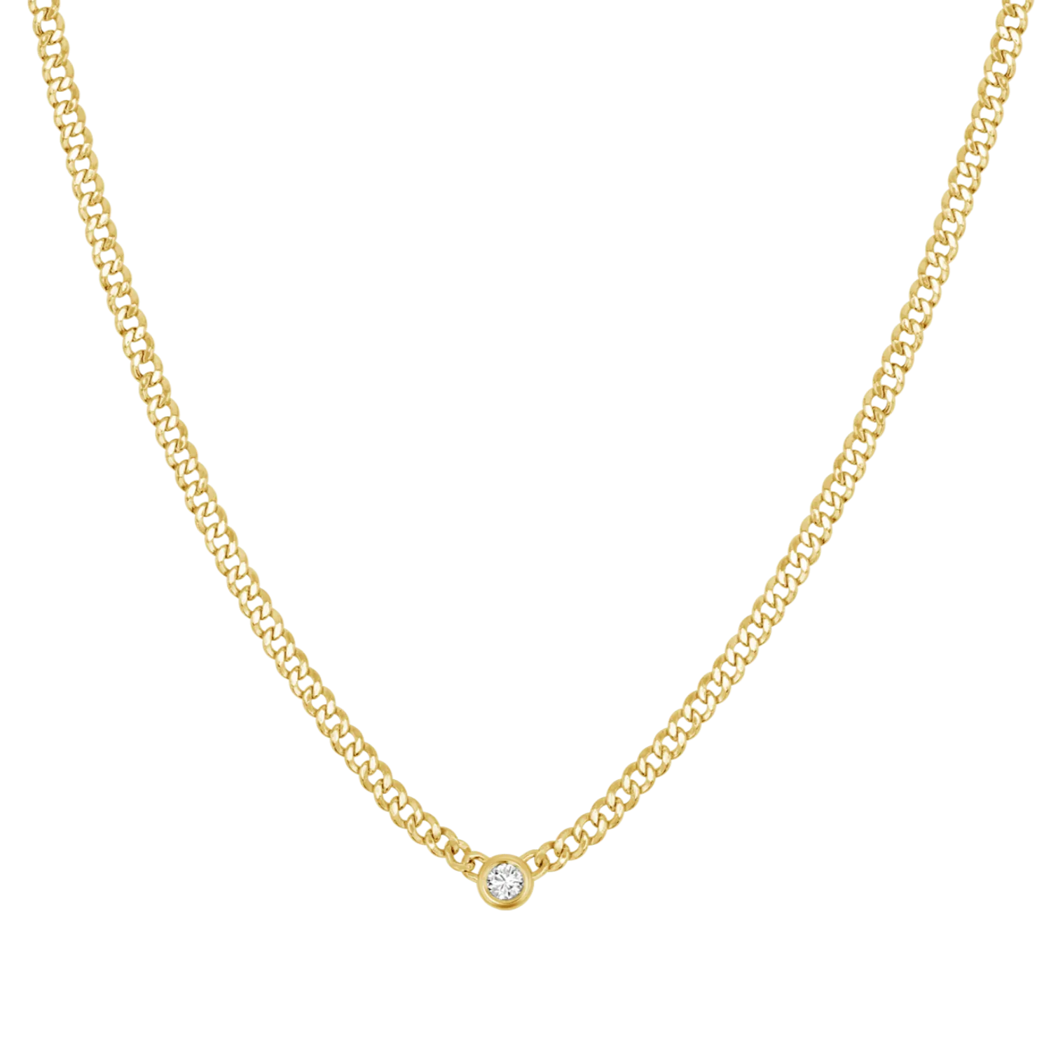 Cuban Link Diamond Solitaire Necklace