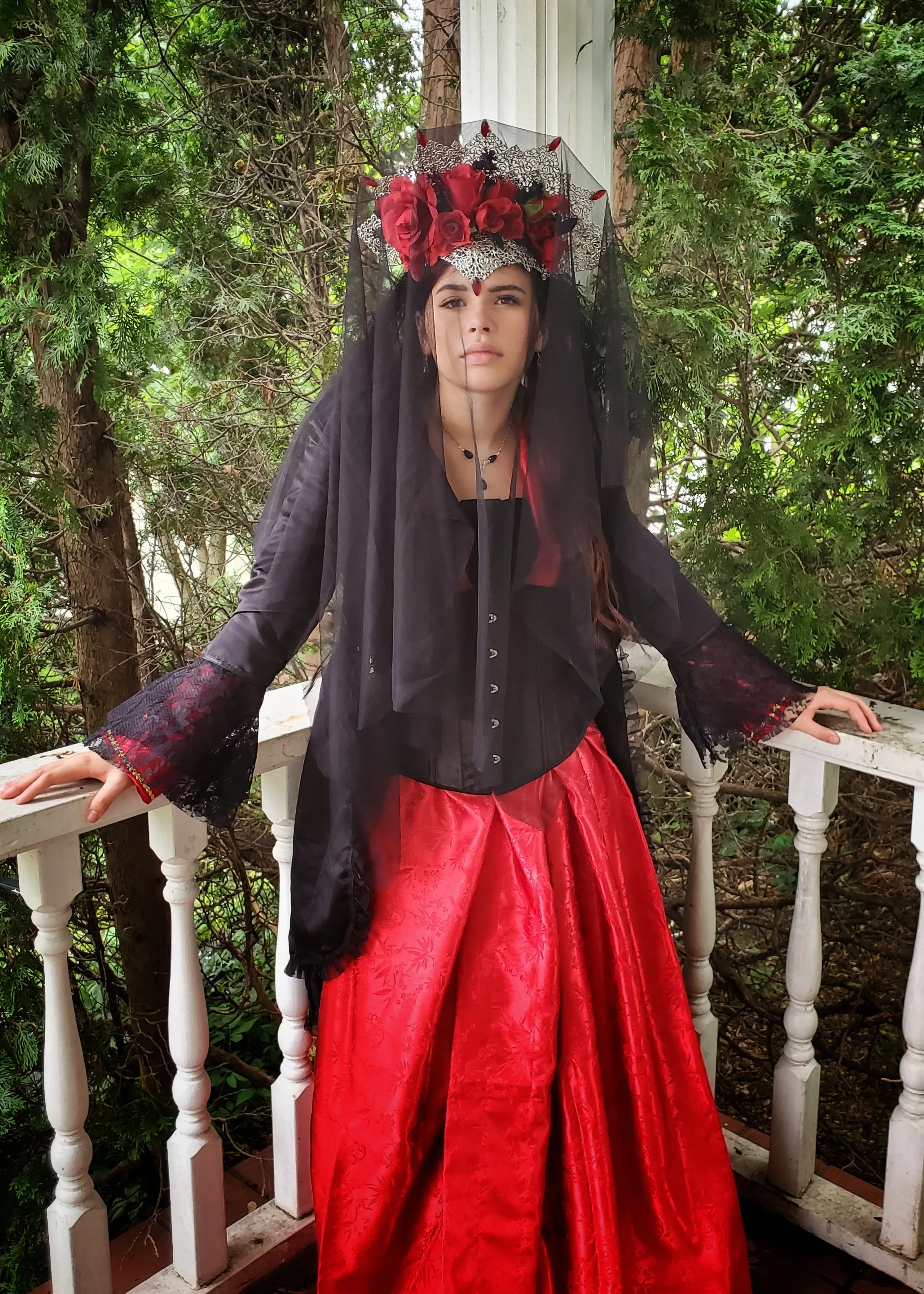 Custom Crown Deposit - Filigree Silver Flower Crown with Veil