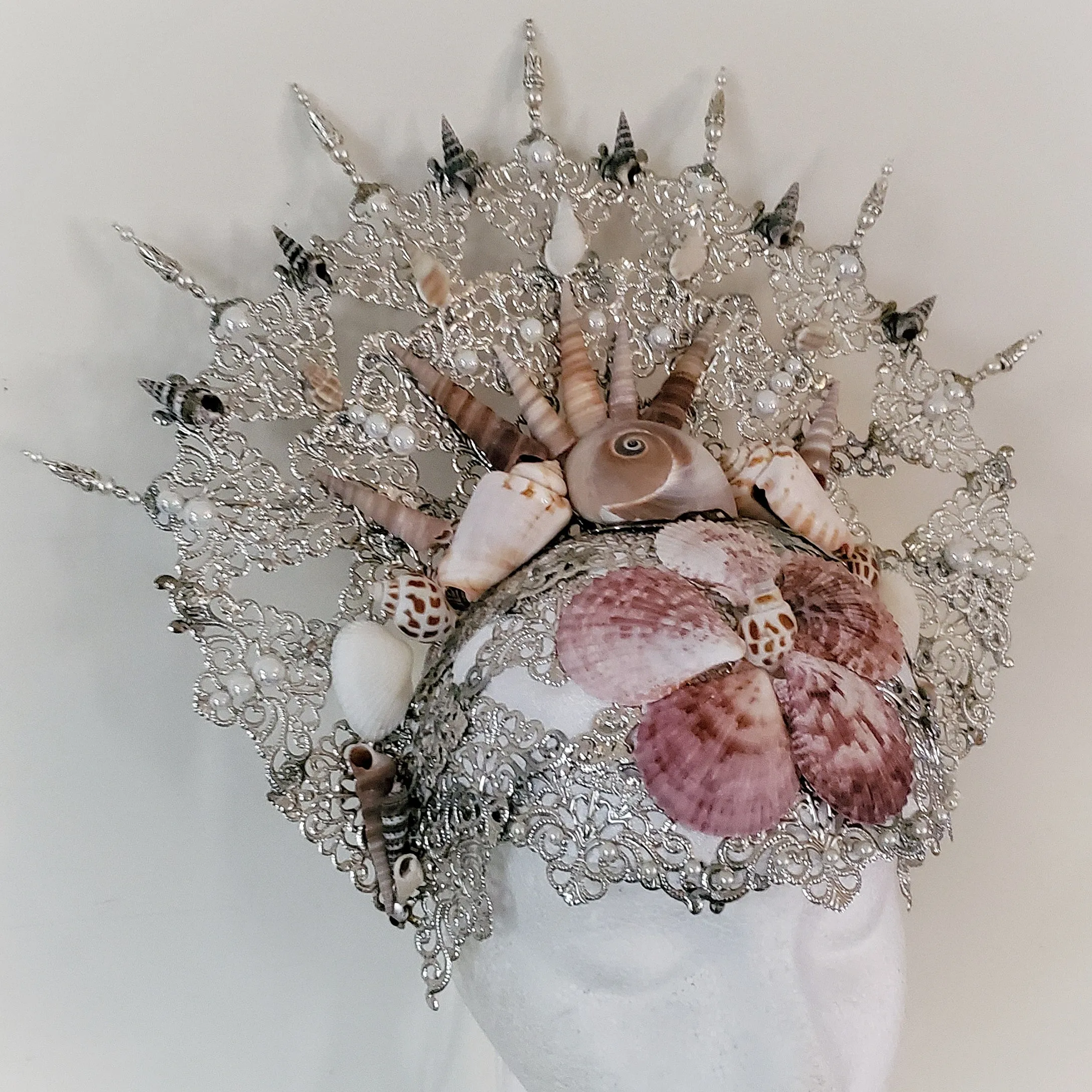 Custom Crown Deposit - Filigree Silver Flower Crown with Veil