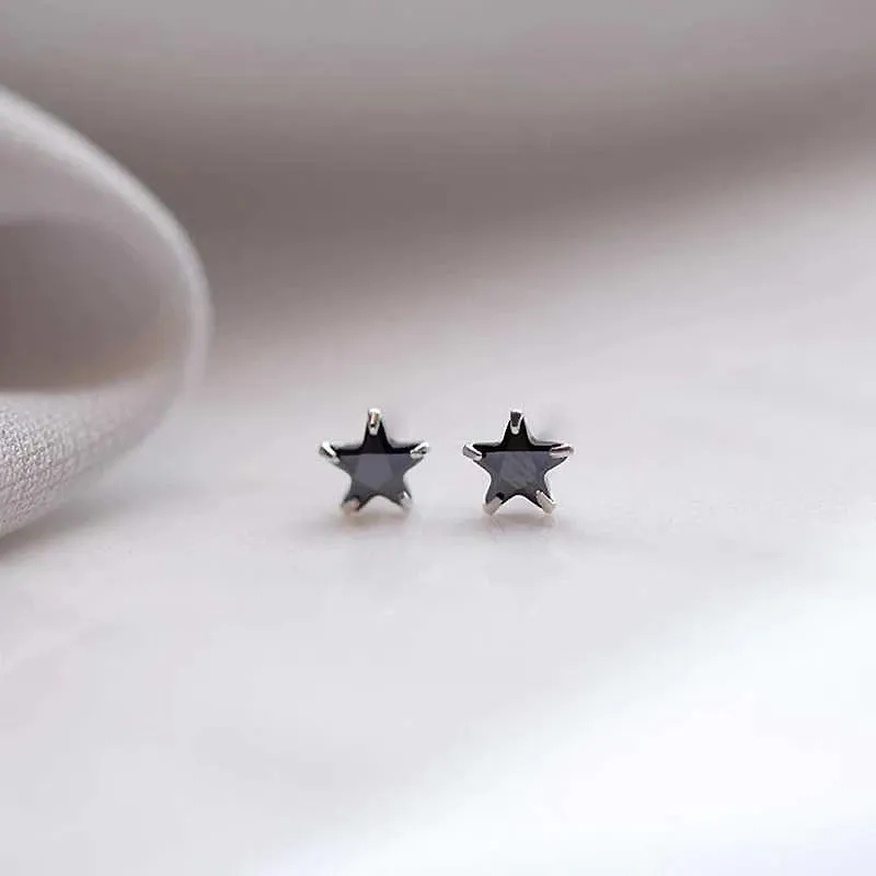 Cute and Minimalist Star Stud Earrings with Sparkling Zircon