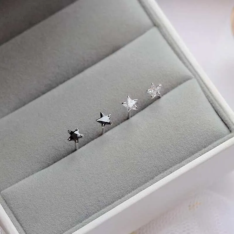 Cute and Minimalist Star Stud Earrings with Sparkling Zircon