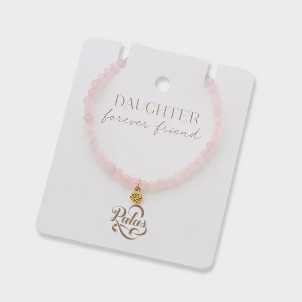 Daughter Forever Friend Rose Quartz Gem Bracelet