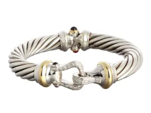 David Yurman Two-Tone 10mm Diamond Buckle Bracelet