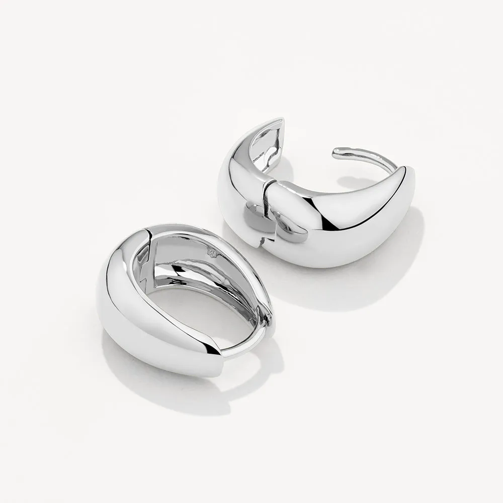 Day To Night Dome Huggie Earring Set in Silver