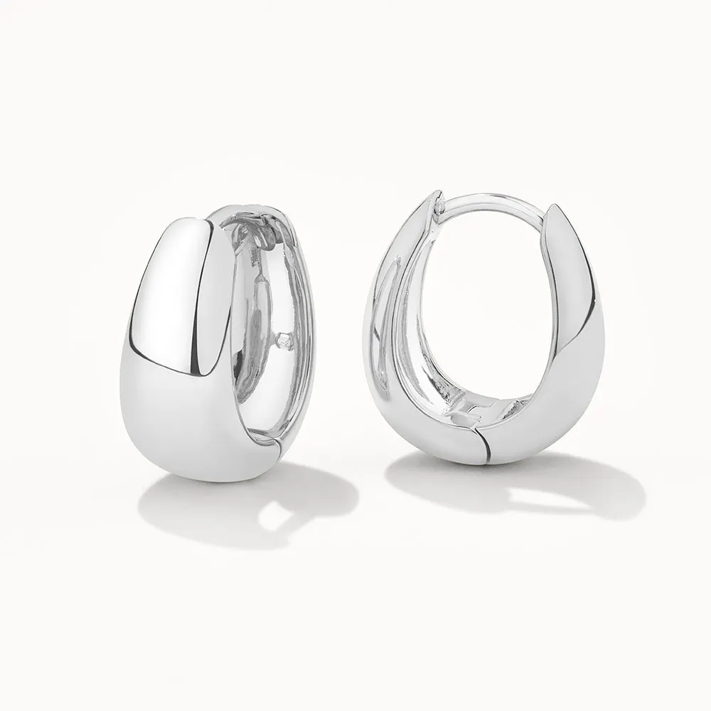 Day To Night Dome Huggie Earring Set in Silver