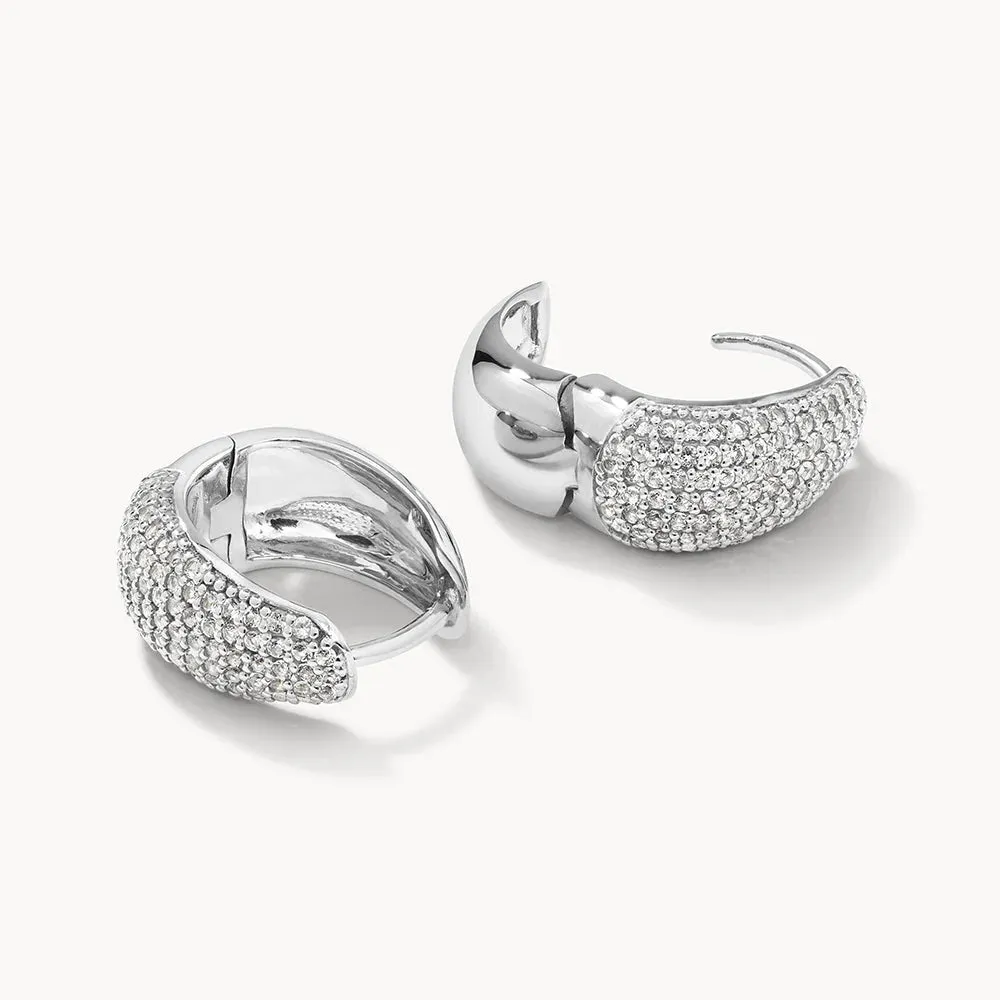 Day To Night Dome Huggie Earring Set in Silver