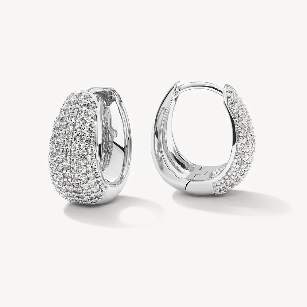 Day To Night Dome Huggie Earring Set in Silver