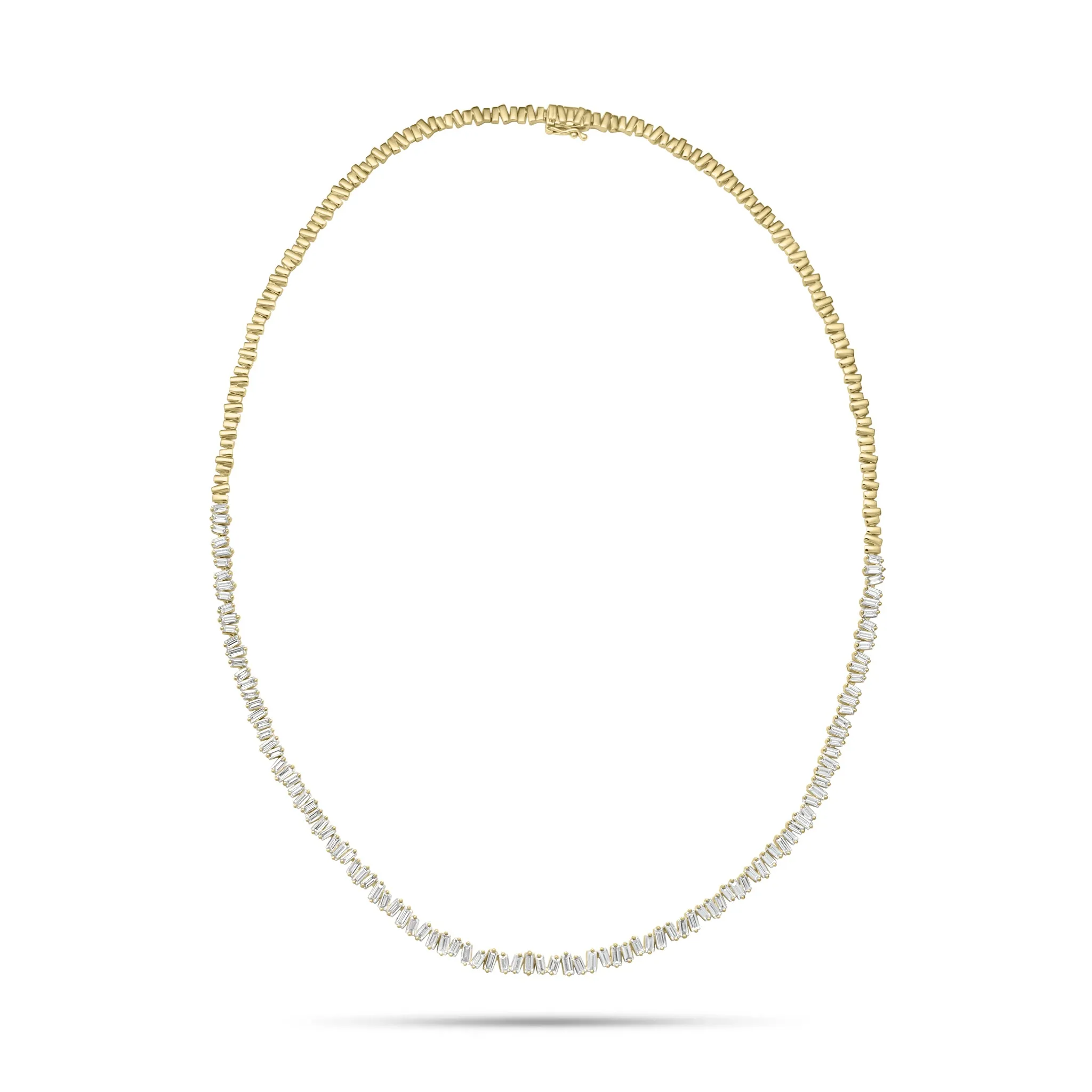 Diamond Baguette & Gold Rectangles Necklace