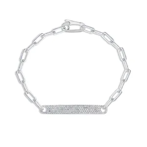 Diamond Bar Wide Link Bracelet