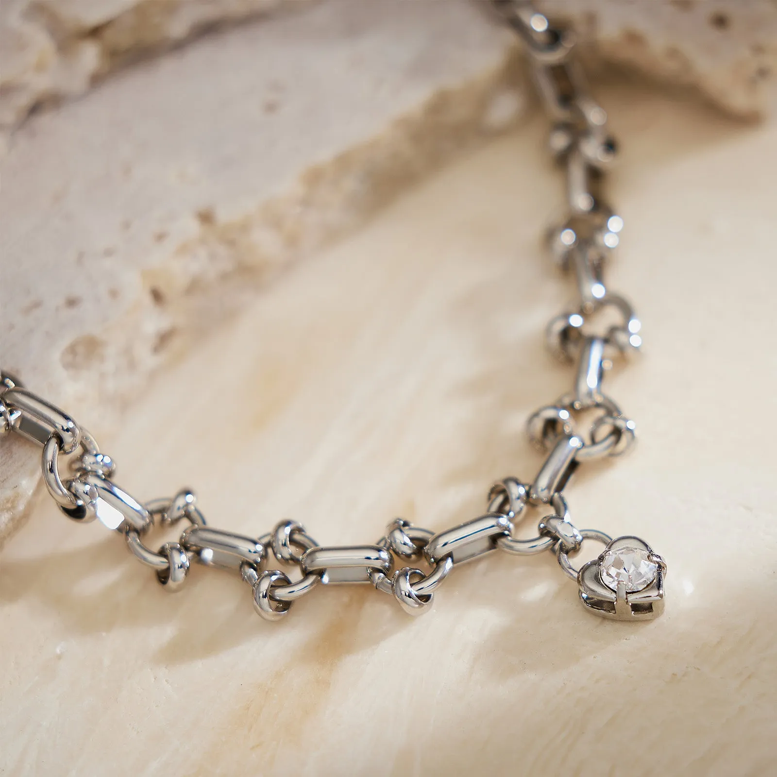 Diamond Heart Chain Bracelet