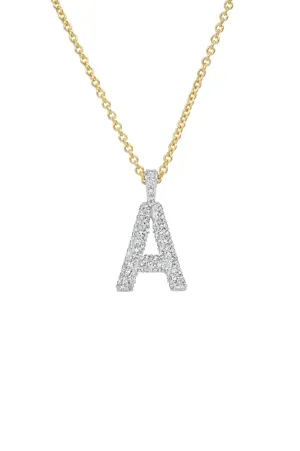 Diamond Puffy Initial Necklace