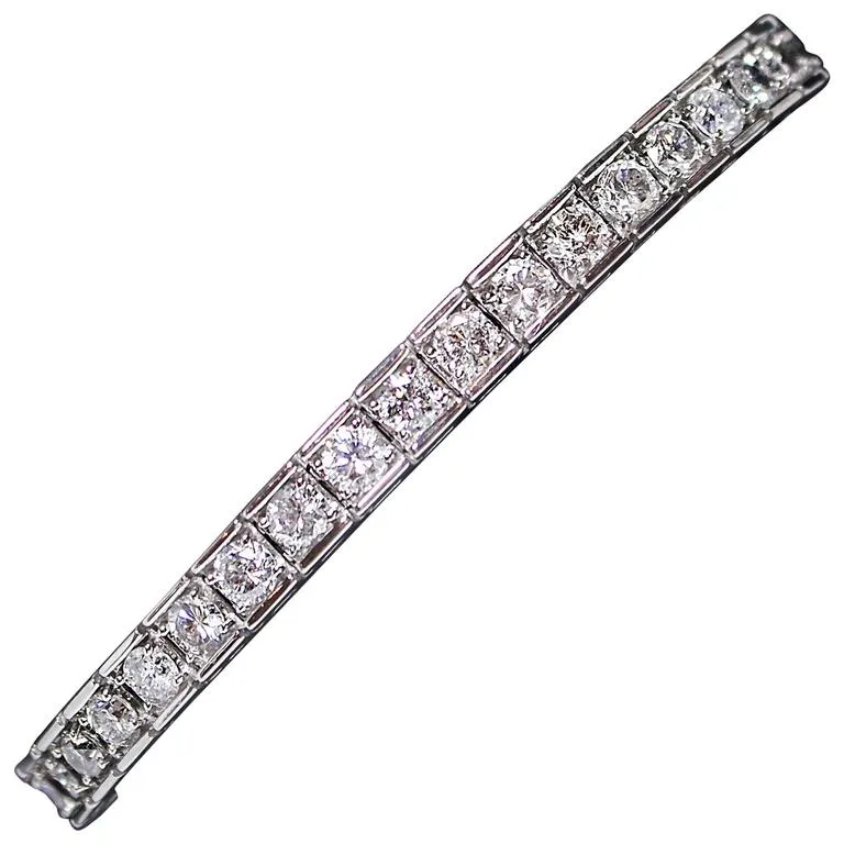 DIAMOND Round Cut 14 Karat White Gold Tennis Bracelet 7.02 Carat