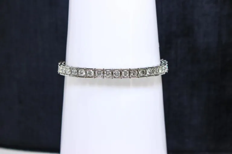 DIAMOND Round Cut 14 Karat White Gold Tennis Bracelet 7.02 Carat