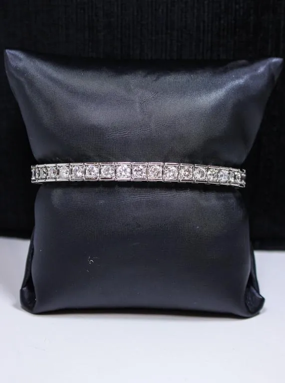 DIAMOND Round Cut 14 Karat White Gold Tennis Bracelet 7.02 Carat